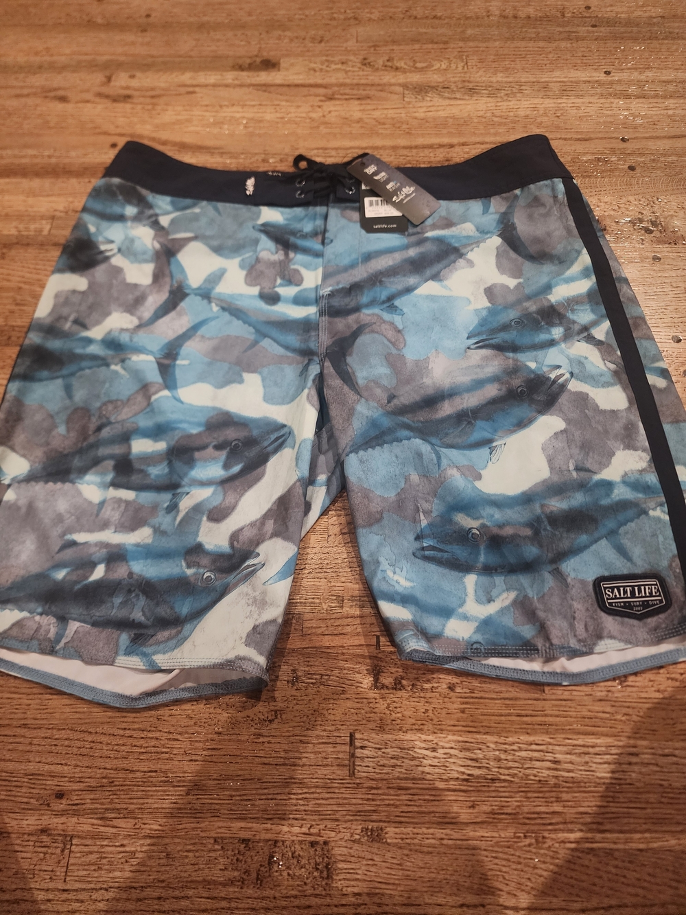 Salt Life Blue Camo Fish Swim Board Shorts